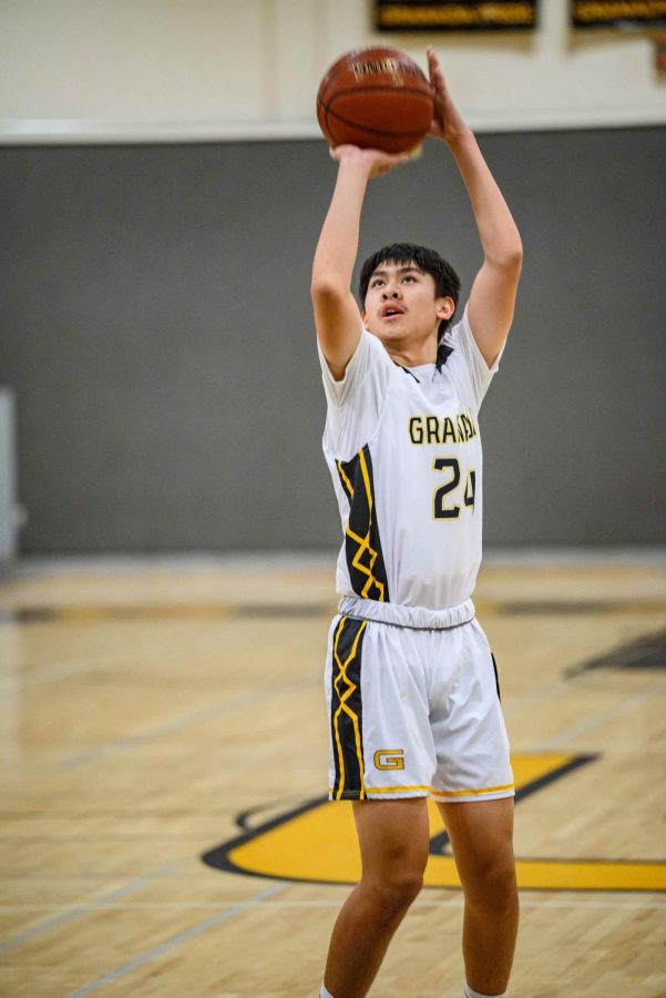 Yvo Yambao shooting a free throw in a home game against Fremont of Oakland.