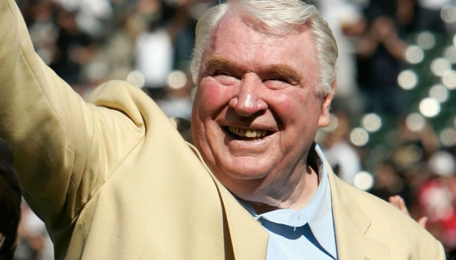 John Madden waiving to the crowd at his Football Hall of Fame induction.