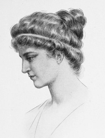 Side profile of Hypatia of Alexandria