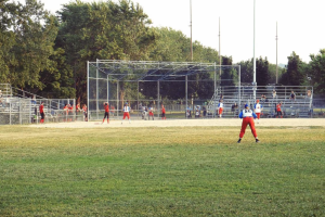 Baseball game on field.