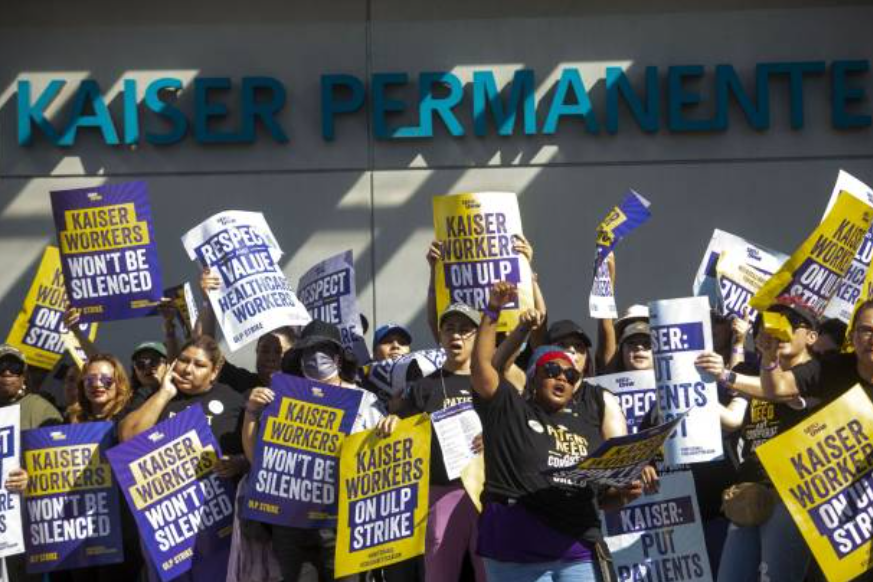 Healthcare workers protest on the picket line