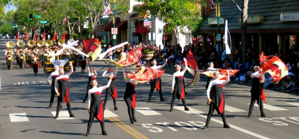 Granadas marching band parade marches down pleasanton street.