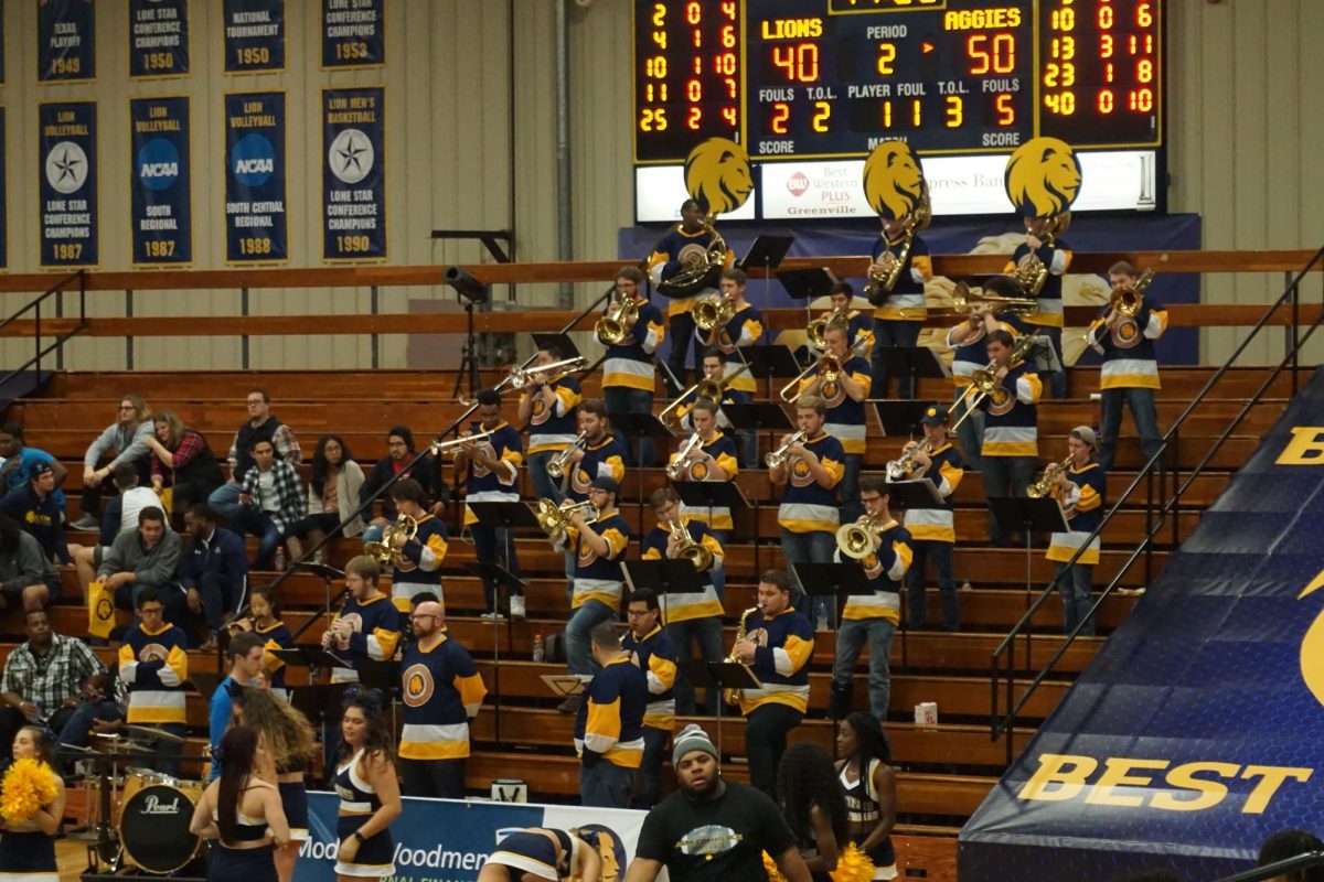 The Cameron University Basketball Pep Band, an example of pep at the collegiate level.