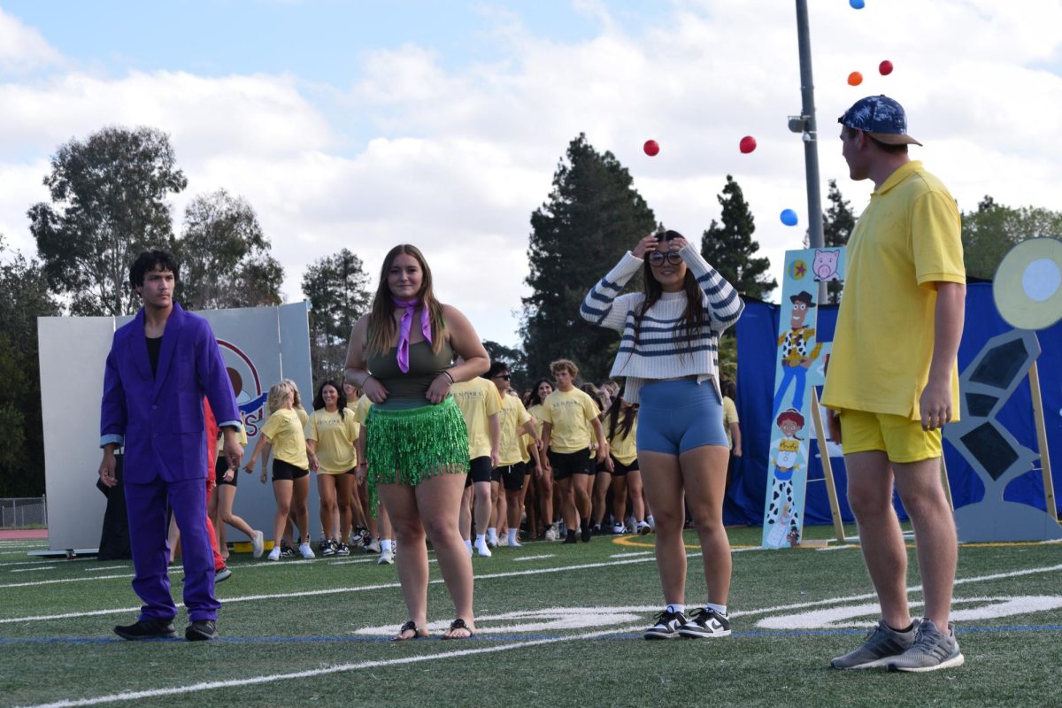 Dancers showing up for the final dance segment of the skit.