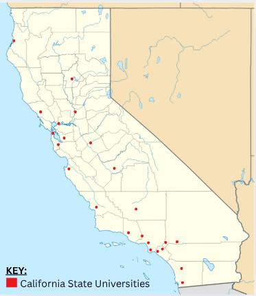 Map of California's 23 State Universities